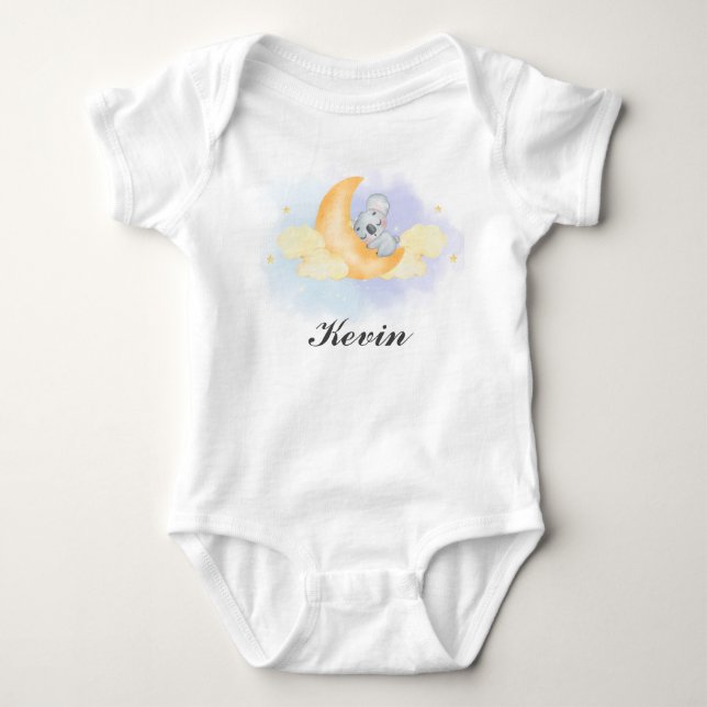 Body Para Bebé Un primer cumpleaños nombre koala y luna  (Anverso)