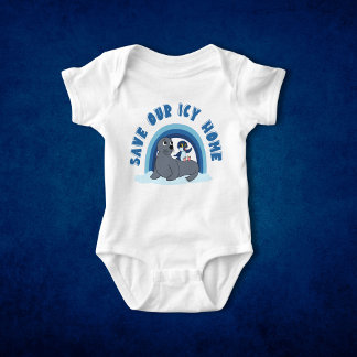 Body Para Bebé Un sello y un pingüino personalizado "Salven nuest