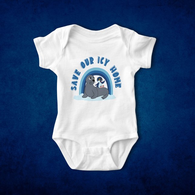 Body Para Bebé Un sello y un pingüino personalizado "Salven nuest (Subido por el creador)