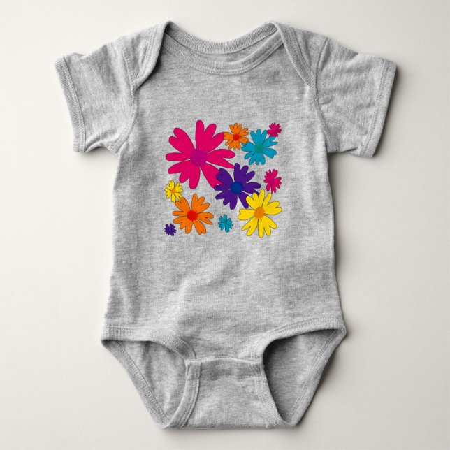 Body Para Bebé Una cama de flores de margarita (Anverso)