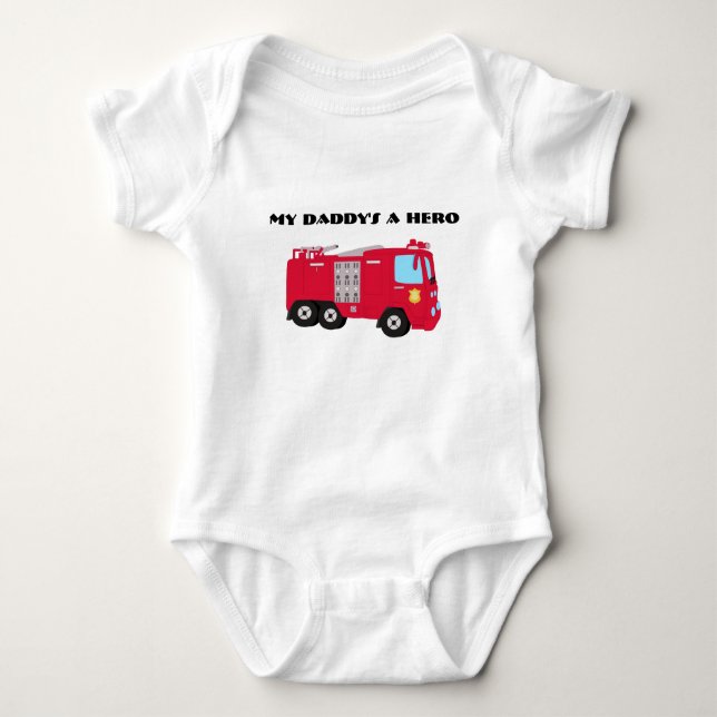 Body Para Bebé Una camiseta del niño del bombero del héroe de mi (Anverso)