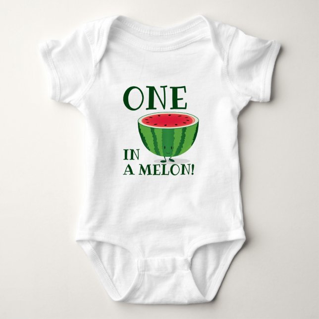 Body Para Bebé Una en Melón Personalizado de primer cumpleaños (Anverso)