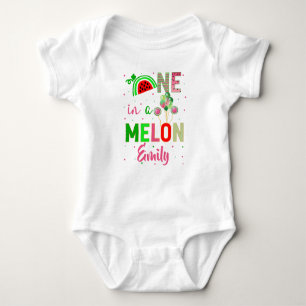 Body Para Bebé Una en Melon Watermelon Chica de cumpleaños