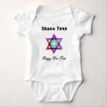 Body Para Bebé Una estrella judía, Shana Tova<br><div class="desc">Shana Tova Jewish Star presenta una vidriera de estilo hebreo Estrella de David y un cálido saludo para un Feliz Año Nuevo.</div>