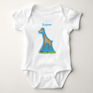 Body Para Bebé Una jirafa alegre con personalizado de mariposa