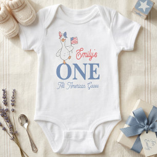 Body Para Bebé Una niña de ganso totalmente americana cumple 1 añ
