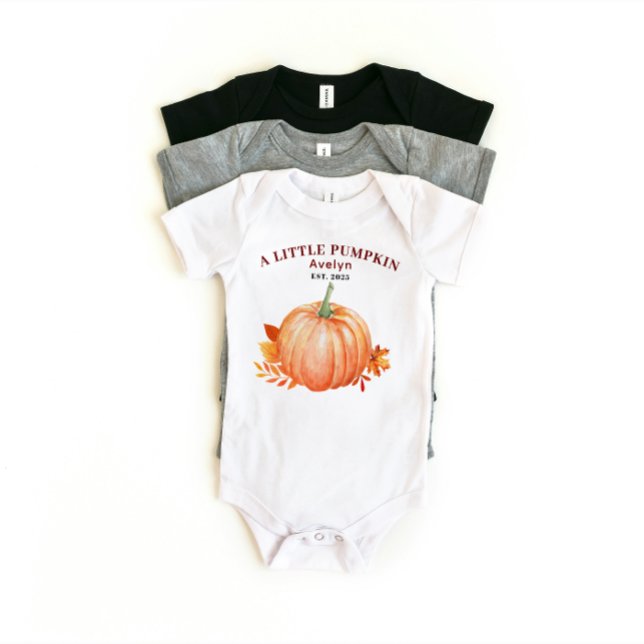 Body Para Bebé Una pequeña calabaza con nombre personalizado y añ (a little pumpkin custom name baby gifts ideas baby shower mother to be fall theme newborn)