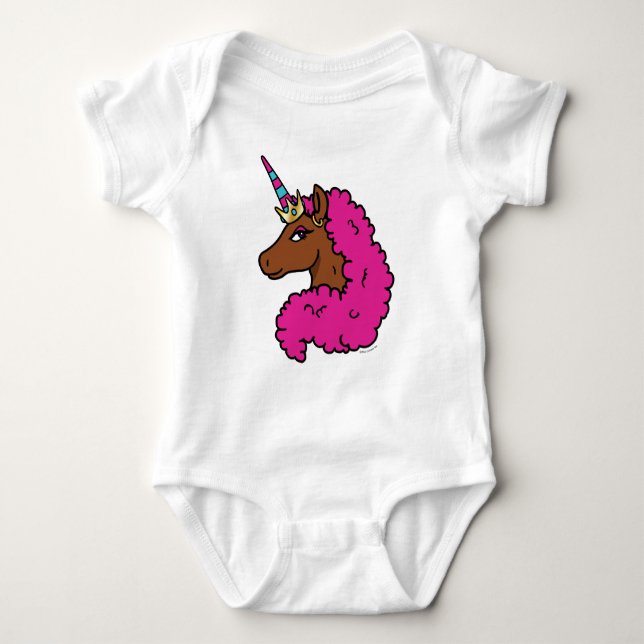 Body Para Bebé Unicornio Afro de Rosa Caliente (Anverso)