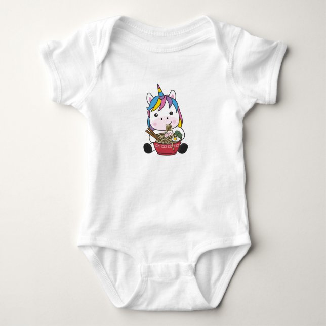 Body Para Bebé Unicornio Arcoíris Japonés Ama Pasta Ramen (Anverso)