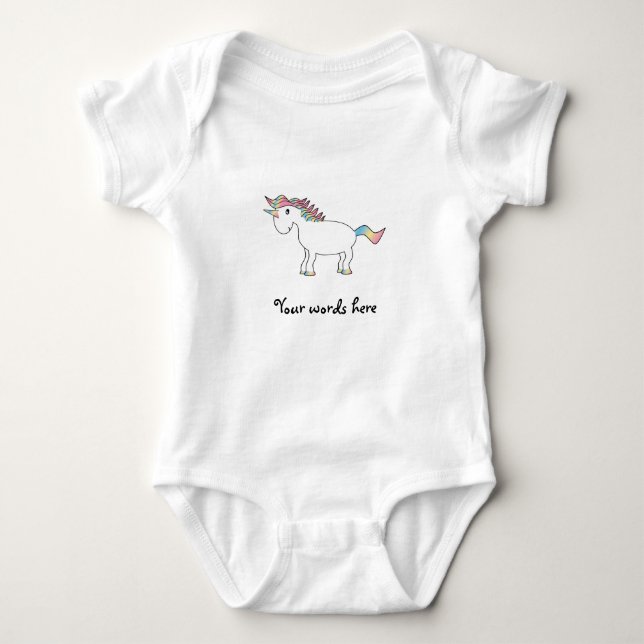 Body Para Bebé Unicornio blanco lindo del arco iris (Anverso)