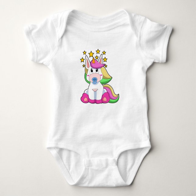 Body Para Bebé Unicornio como bebé con pacificador (Anverso)
