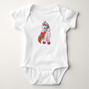 Body Para Bebé Unicornio como enfermera en vacunación y jeringa