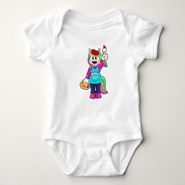 Body Para Bebé Unicornio como pintor (Anverso)