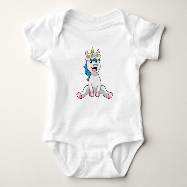 Body Para Bebé Unicornio con flores (Anverso)
