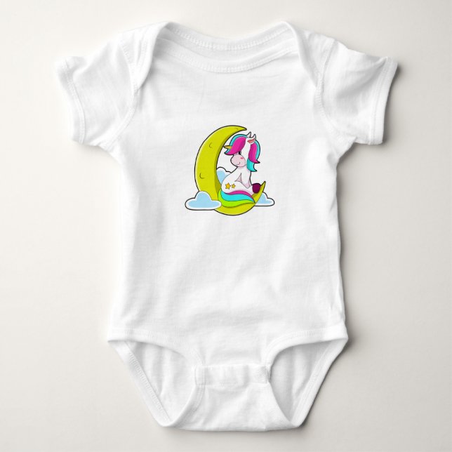 Body Para Bebé Unicornio con nubes y luna (Anverso)