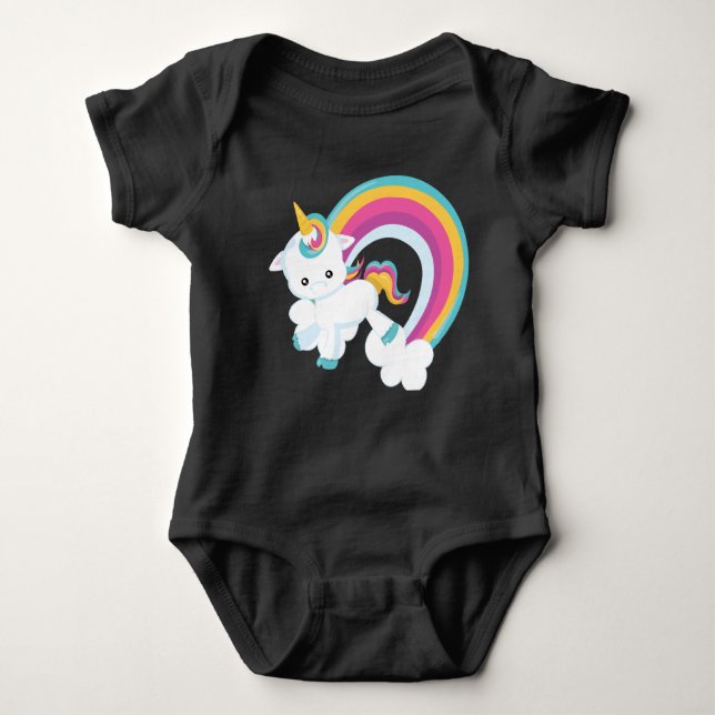 Body Para Bebé Unicornio con traje de bebé arco iris (Anverso)