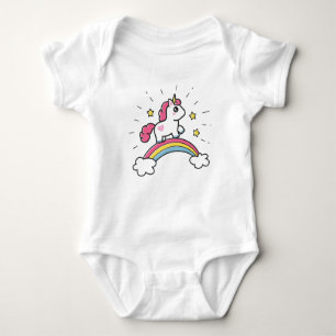 Body Para Bebé Unicornio Cubierto En Un Diseño Arcoiris