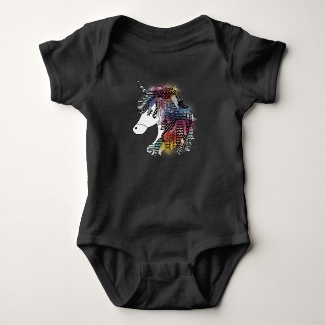 Body Para Bebé unicornio de acuarela (Anverso)
