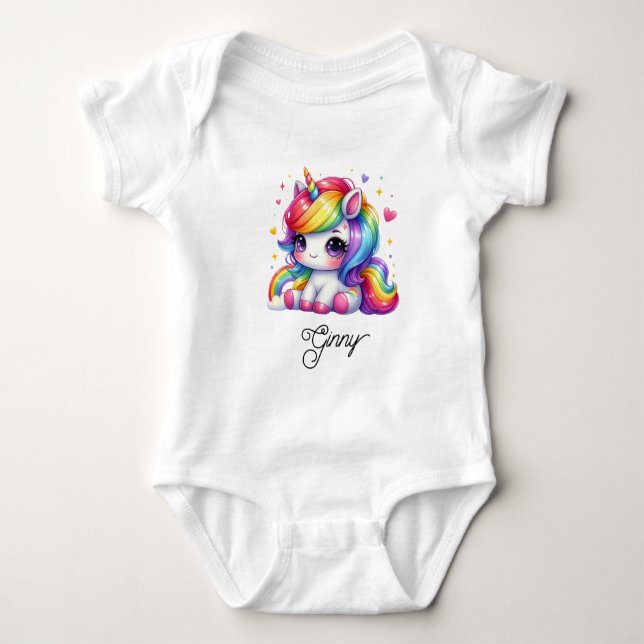 Body Para Bebé Unicornio de Arcoíris Mágico (Anverso)