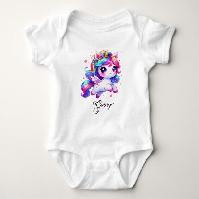 Body Para Bebé Unicornio de arcoíris volador (Anverso)