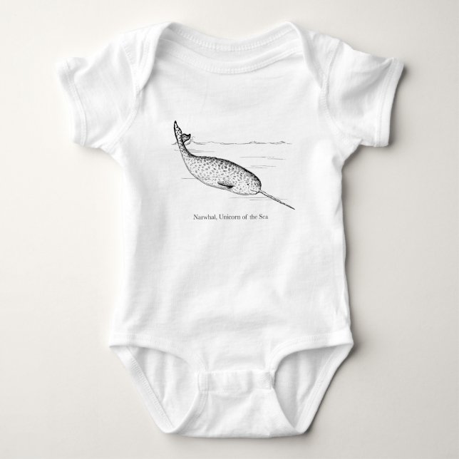 Body Para Bebé Unicornio de ballena ballena del mar (Anverso)