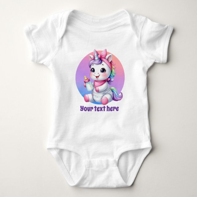 Body Para Bebé Unicornio de chicas de personalizable animal (Anverso)