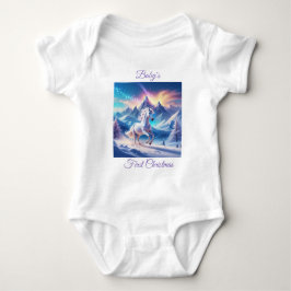 Body Para Bebé Unicornio en majestuosas montañas nevadas
