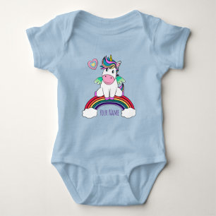 Body Para Bebé Unicornio Personalizado Sentado En Un Arcoiris