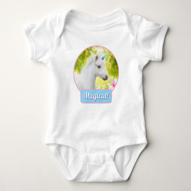 Body Para Bebé Unicornio Poni Blanco (Anverso)