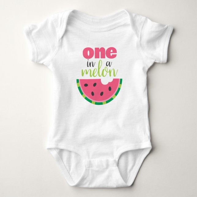 Body Para Bebé Uno en Melón Melón Primer cumpleaños de una niña (Anverso)