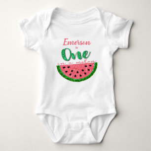 Body Para Bebé Uno en melón, sandía en línea, camiseta de cumplea
