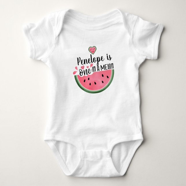 Body Para Bebé Uno En Un Melón De Melón Cumpleaños Personalizado (Anverso)