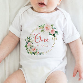 Body Para Bebé Uno, primer cumpleaños bebé GIrl Rubor Pink Floral