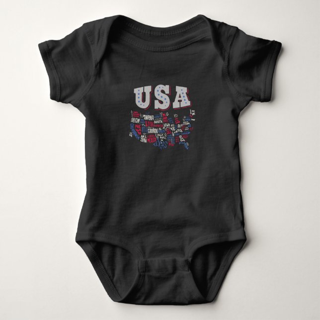 Body Para Bebé USA Map Estados Unidos (Anverso)