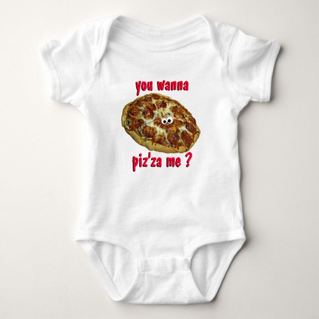 Body Para Bebé "usted me quiere al piz'za?" camiseta chistosa de (Anverso)