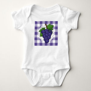 Body Para Bebé Uvas sobre Cuadros de Violeta Blanco
