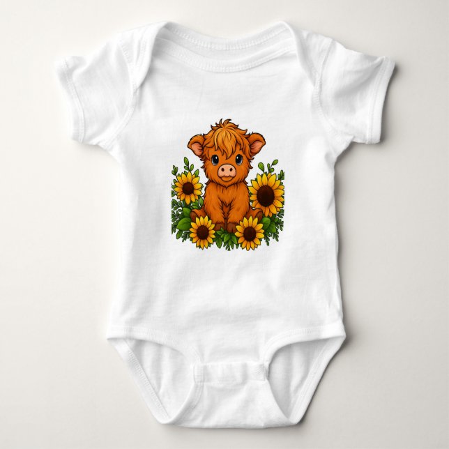 Body Para Bebé Vaca Adorable con Girasoles (Anverso)
