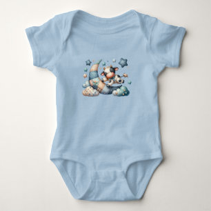 Body Para Bebé Vaca Adorable de Parche con Luna y Estrellas