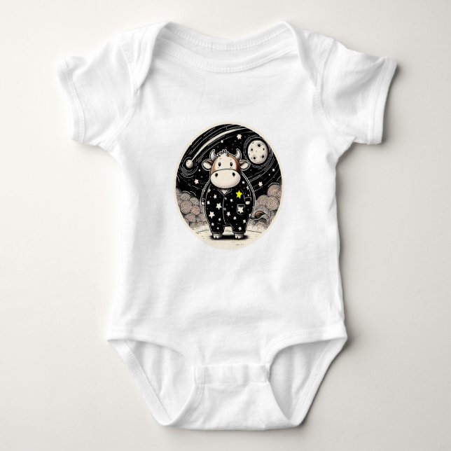 Body Para Bebé Vaca Chubby en pijamas (Anverso)
