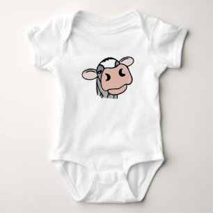 Body Para Bebé vaca de dibujos animados negro blanco rosa beso gr