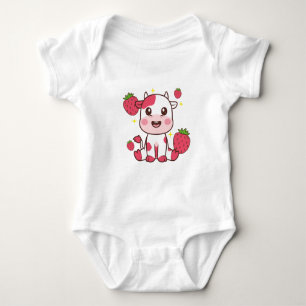 Body Para Bebé Vaca de fresa, vaca dulce, Mascota de vaca rosa