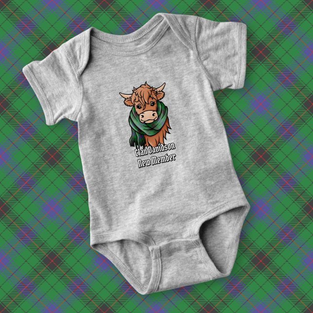 Body Para Bebé Vaca Highland con Davidson Tartan Scarf (Subido por el creador)