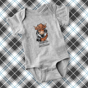 Body Para Bebé Vaca Highland con Forbes vestida con Tartan Scarf