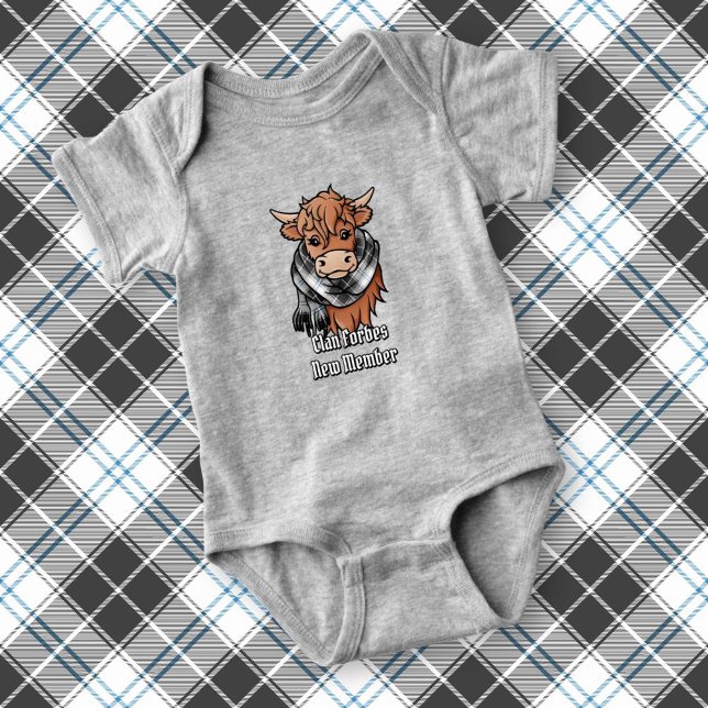 Body Para Bebé Vaca Highland con Forbes vestida con Tartan Scarf (Subido por el creador)