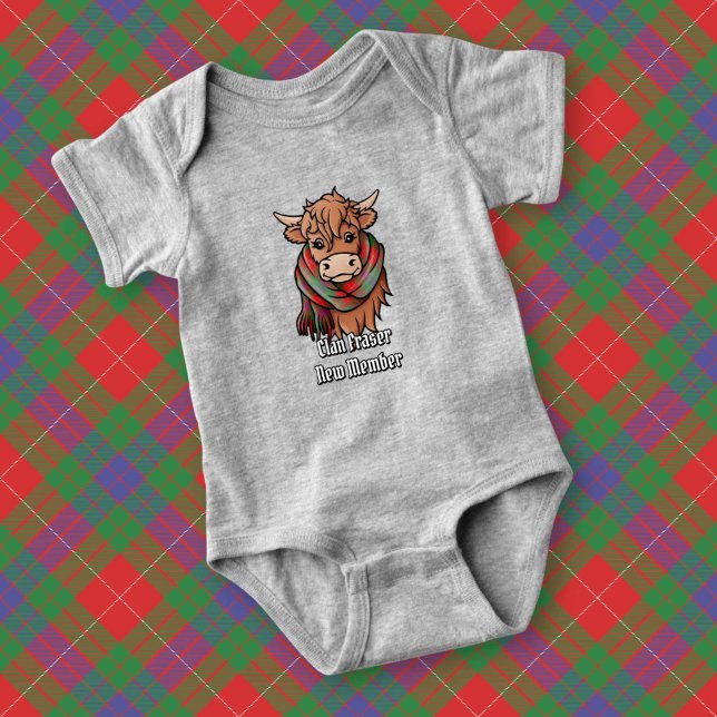 Body Para Bebé Vaca Highland con Fraser Tartan Scarf (Subido por el creador)
