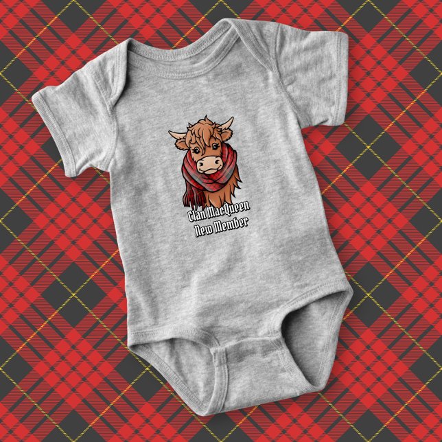 Body Para Bebé Vaca Highland con MacQueen Tartan Scarf (Subido por el creador)