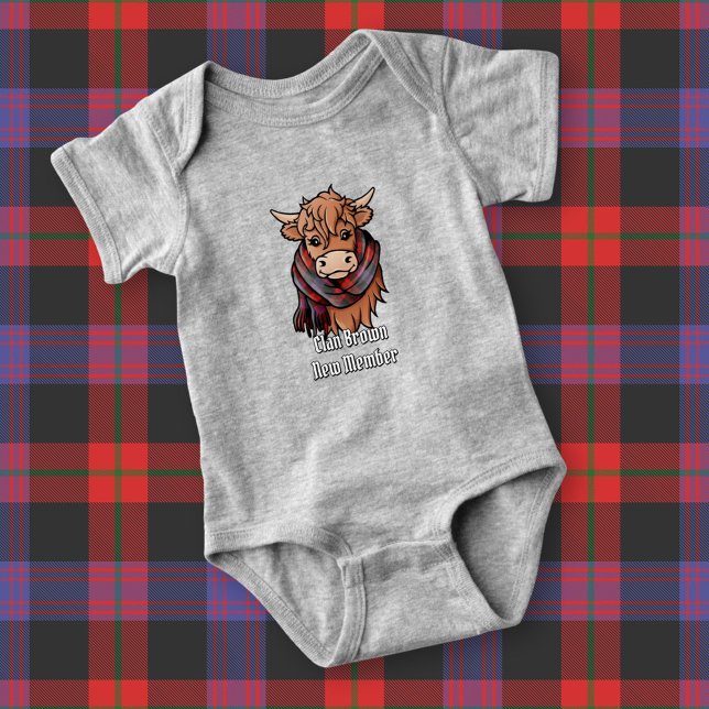 Body Para Bebé Vaca Highland con marrón Tartán Scarf (Subido por el creador)