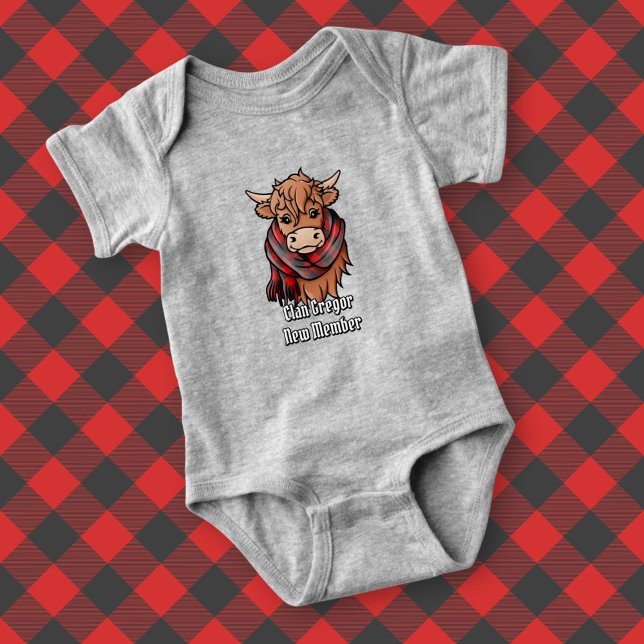 Body Para Bebé Vaca Highland con Rob Roy MacGregor Tartan Scarf (Subido por el creador)