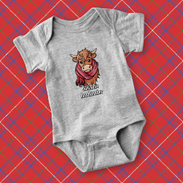 Body Para Bebé Vaca Highland con Rosa Tartan Scarf