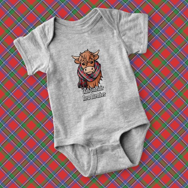 Body Para Bebé Vaca Highland con sinclair Red Tartan Scarf (Subido por el creador)
